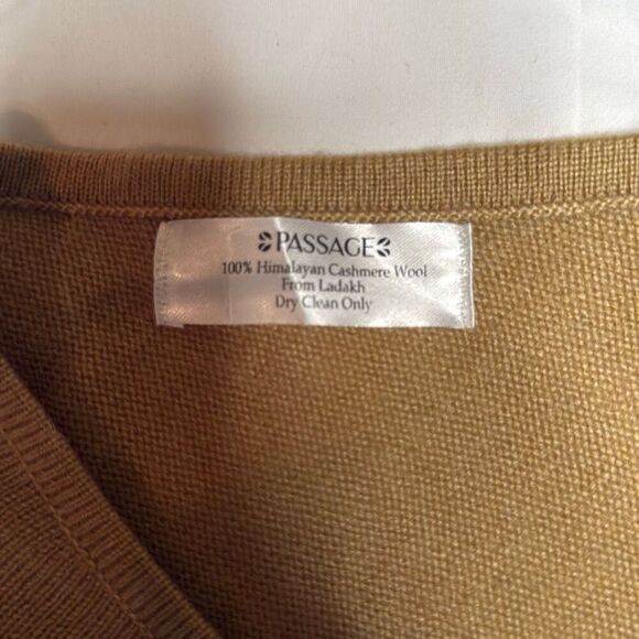 Passage Himalayan cashmere wool shawl tan women’s one size quiet luxury old mone - Picture 5 of 7